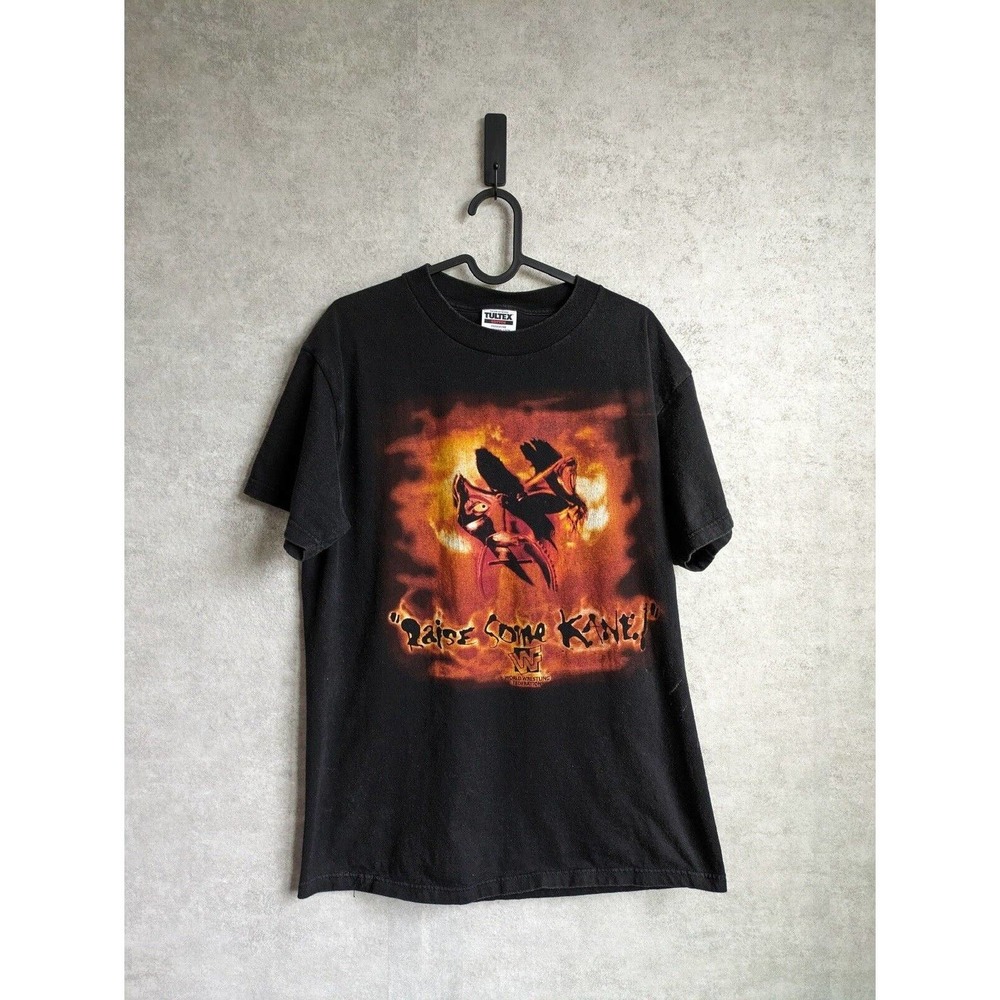 Vintage 1990’s WWF Kane “Welcome To Hell” Distressed Black T-Shirt Size Large